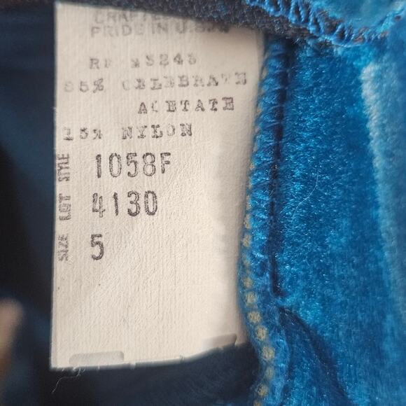 VTG 80s Teal Velvet Peplum Waist Jumpsuit with Open Back, size 5 - Picture 8 of 8